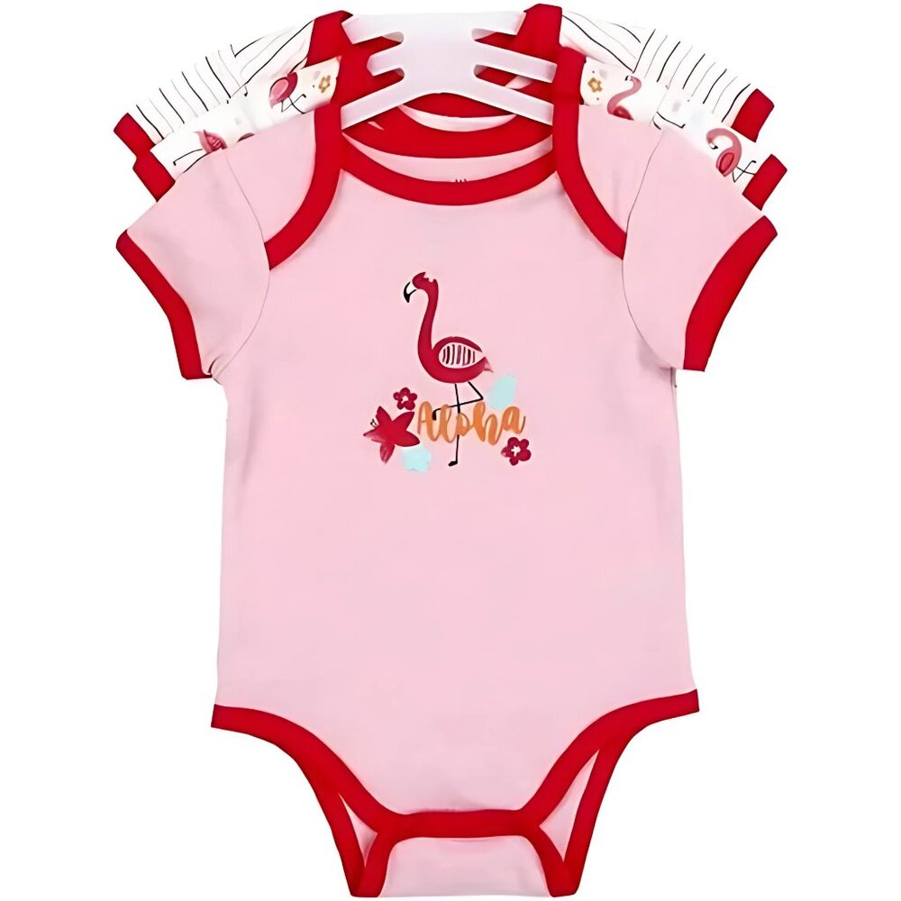 BLOOMIN BABY Girls Infant 3PC Bodysuit Set Pink Flamingo Design Size 0-3M 3-6M